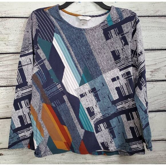 CJ Banks X (14) Plus 0x  Navy Print Blouse - Picture 4 of 8